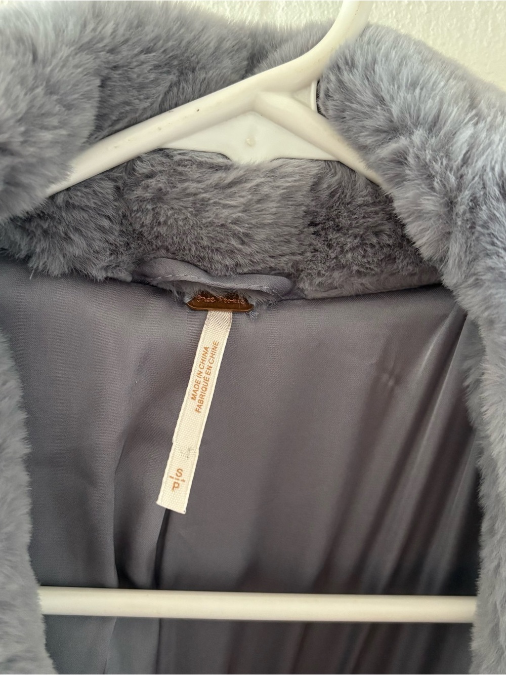 Free People Plush Faux Fur Teddy Jacket in Light Grey - Picture 6 of 6